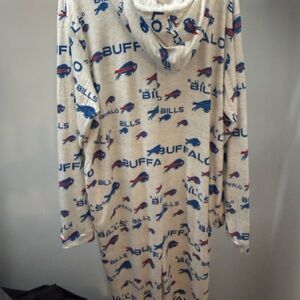 NFL Buffalo Bills Cream Hooded Kids Onesie with Blue and Red Logos